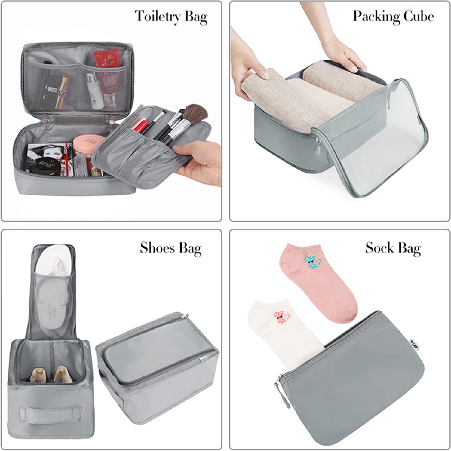 BAGAIL 8 Set Packing Cubes Luggage Packing Organizers for Travel Accessories-Cream