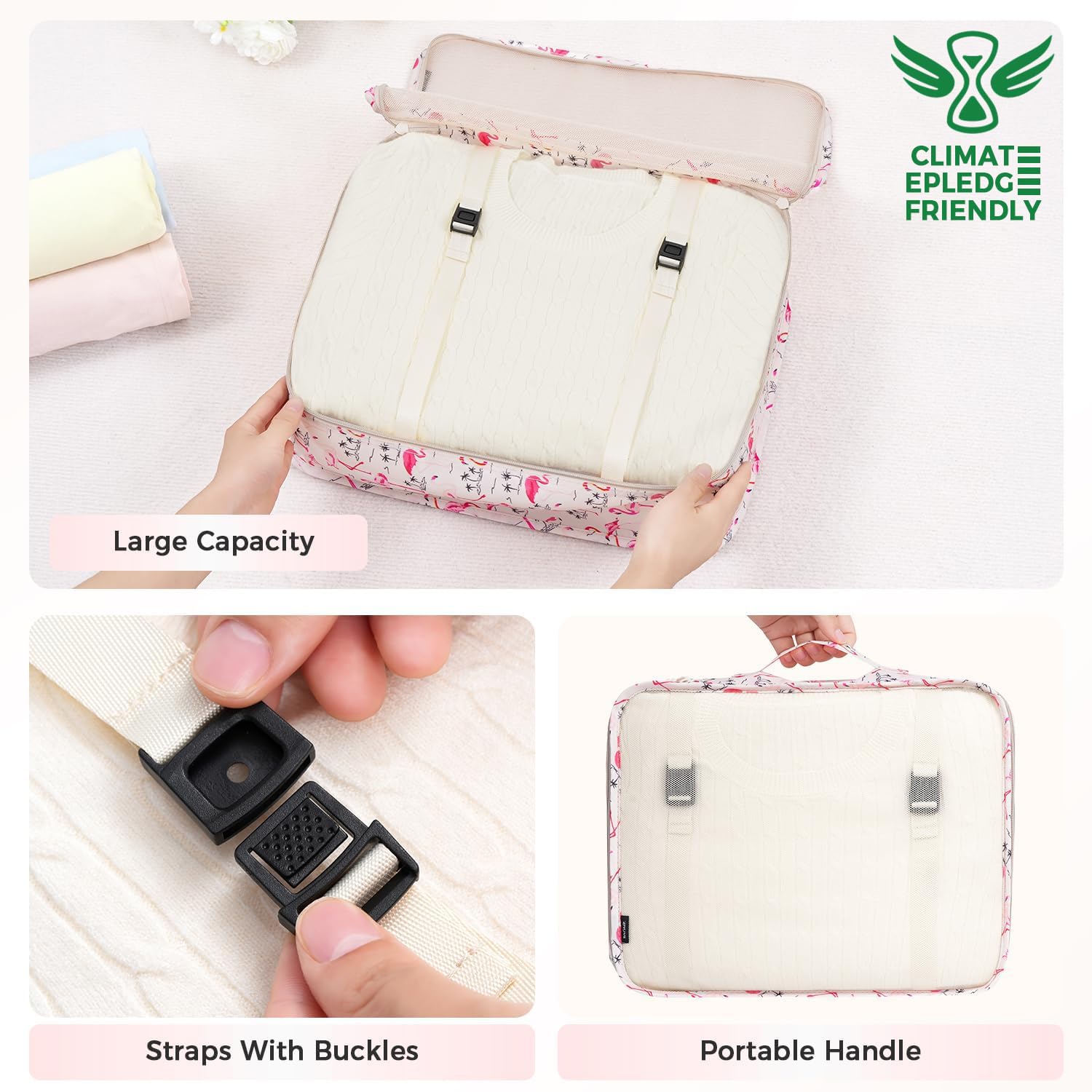 BAGAIL 8 Set Packing Cubes Luggage Packing Organizers for Travel Accessories-Cream