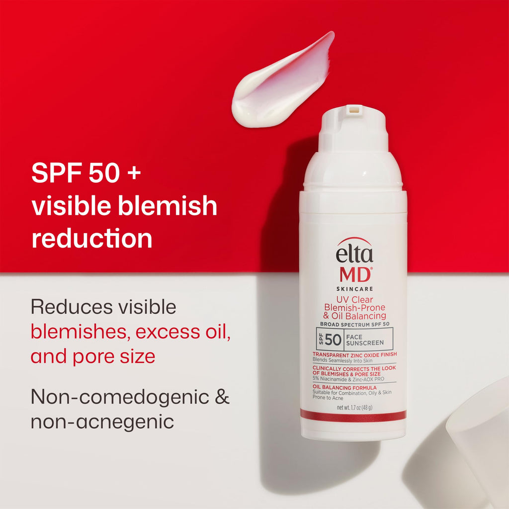 EltaMD UV Clear Face Sunscreen with Zinc Oxide, Oil-Free, SPF 46 and SPF 50