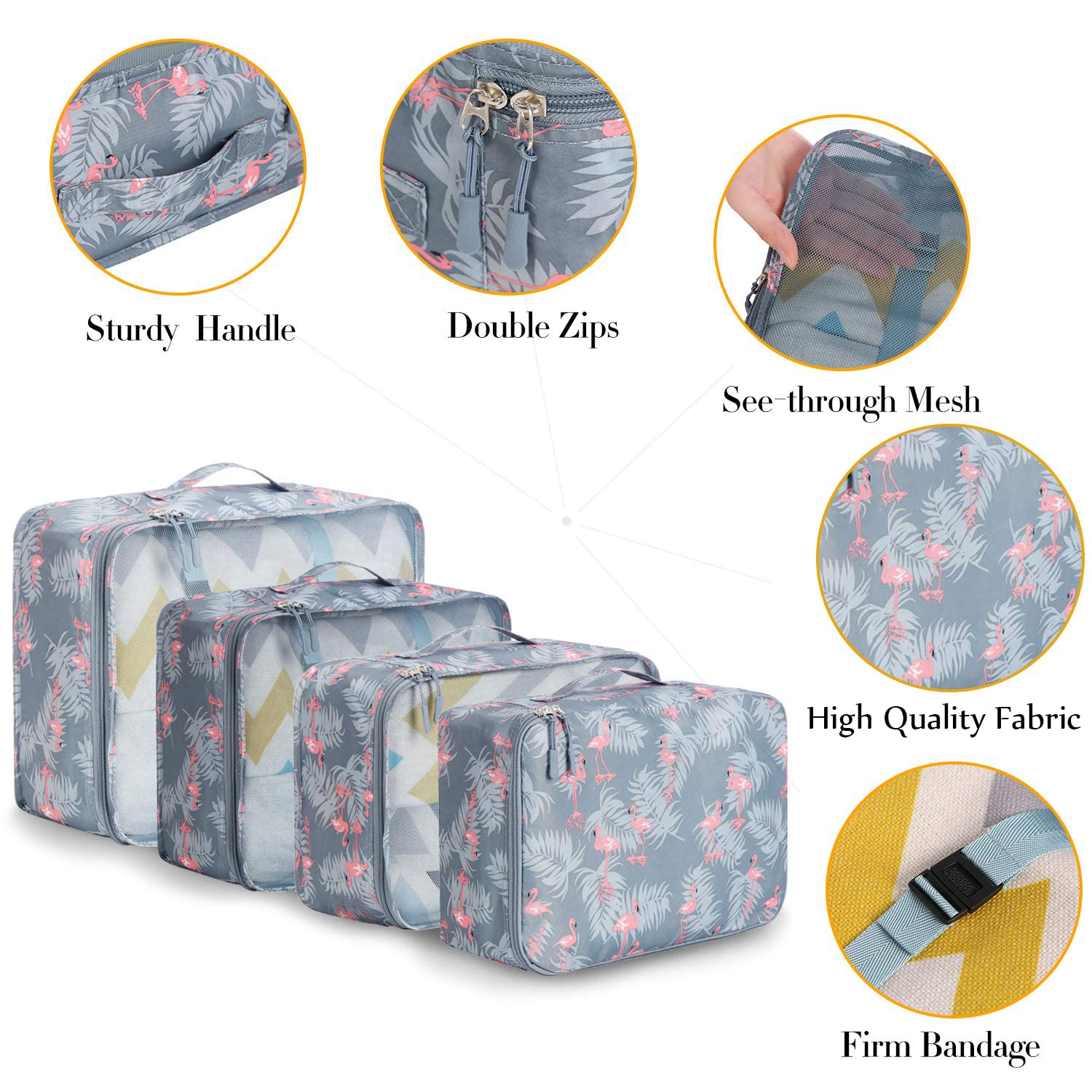 BAGAIL 8 Set Packing Cubes Luggage Packing Organizers for Travel Accessories-Cream