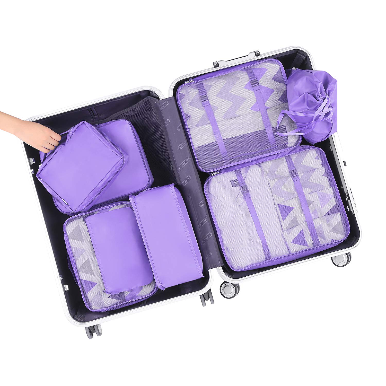 BAGAIL 8 Set Packing Cubes Luggage Packing Organizers for Travel Accessories-Cream