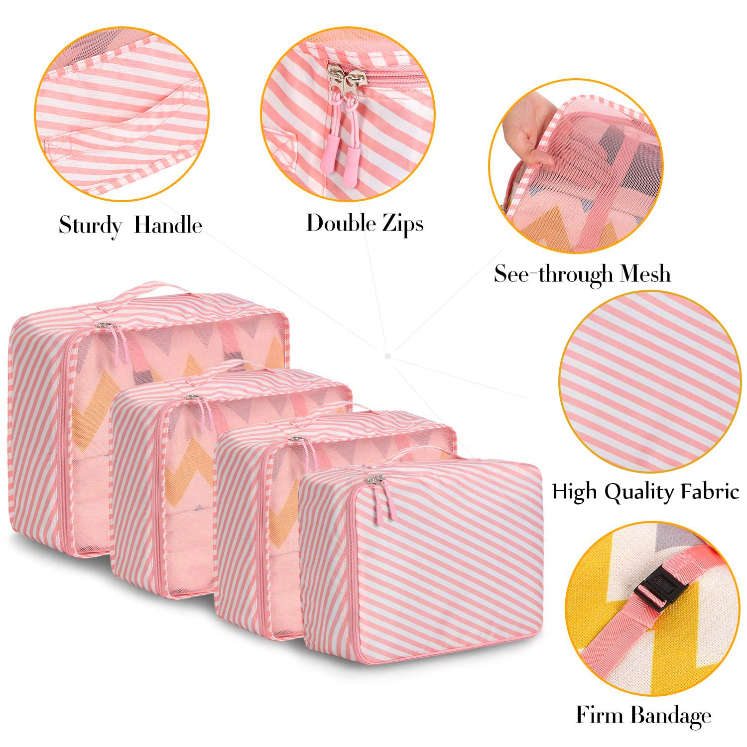 BAGAIL 8 Set Packing Cubes Luggage Packing Organizers for Travel Accessories-Cream