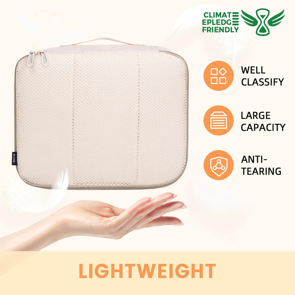 BAGAIL 8 Set Packing Cubes Luggage Packing Organizers for Travel Accessories-Cream