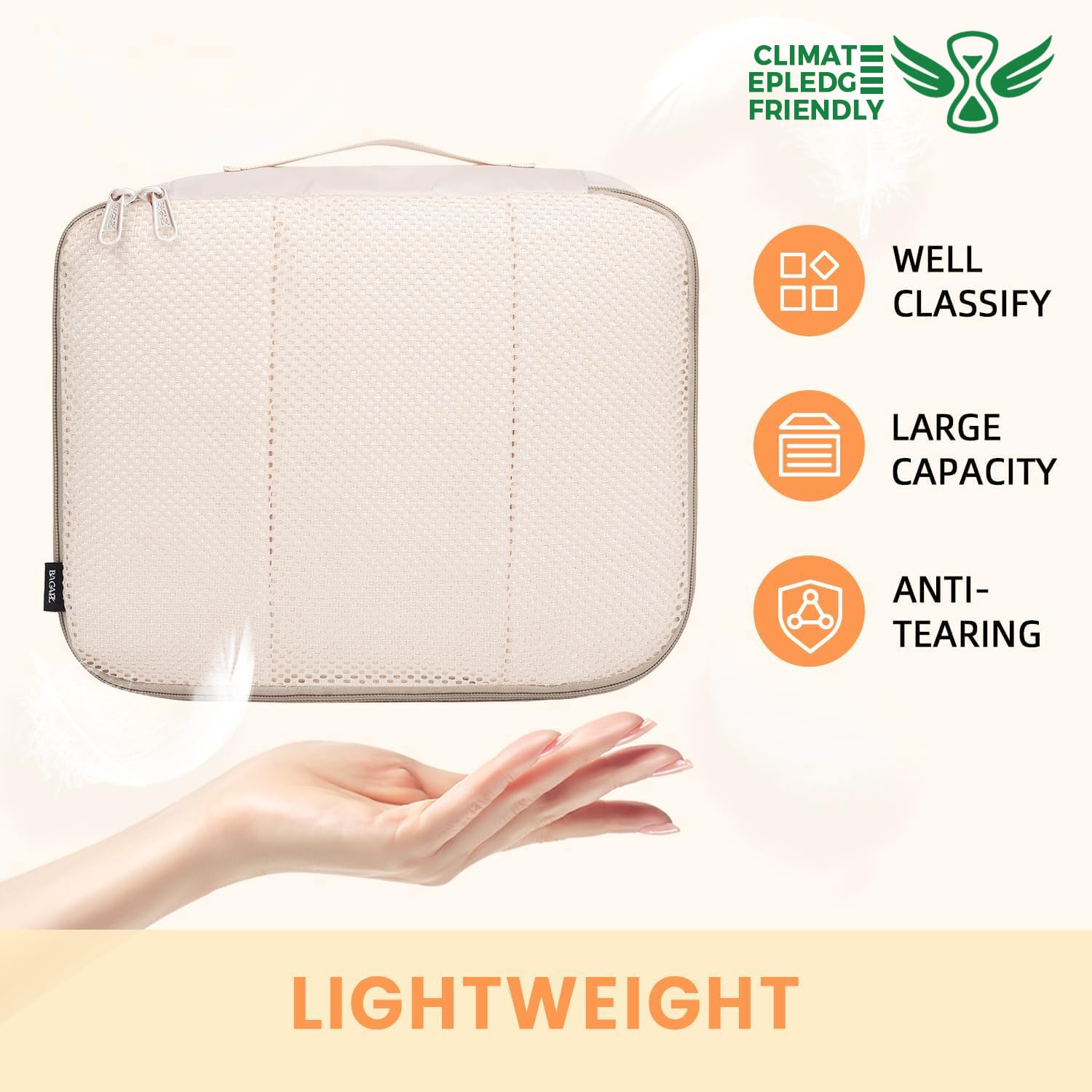 BAGAIL 8 Set Packing Cubes Luggage Packing Organizers for Travel Accessories-Cream