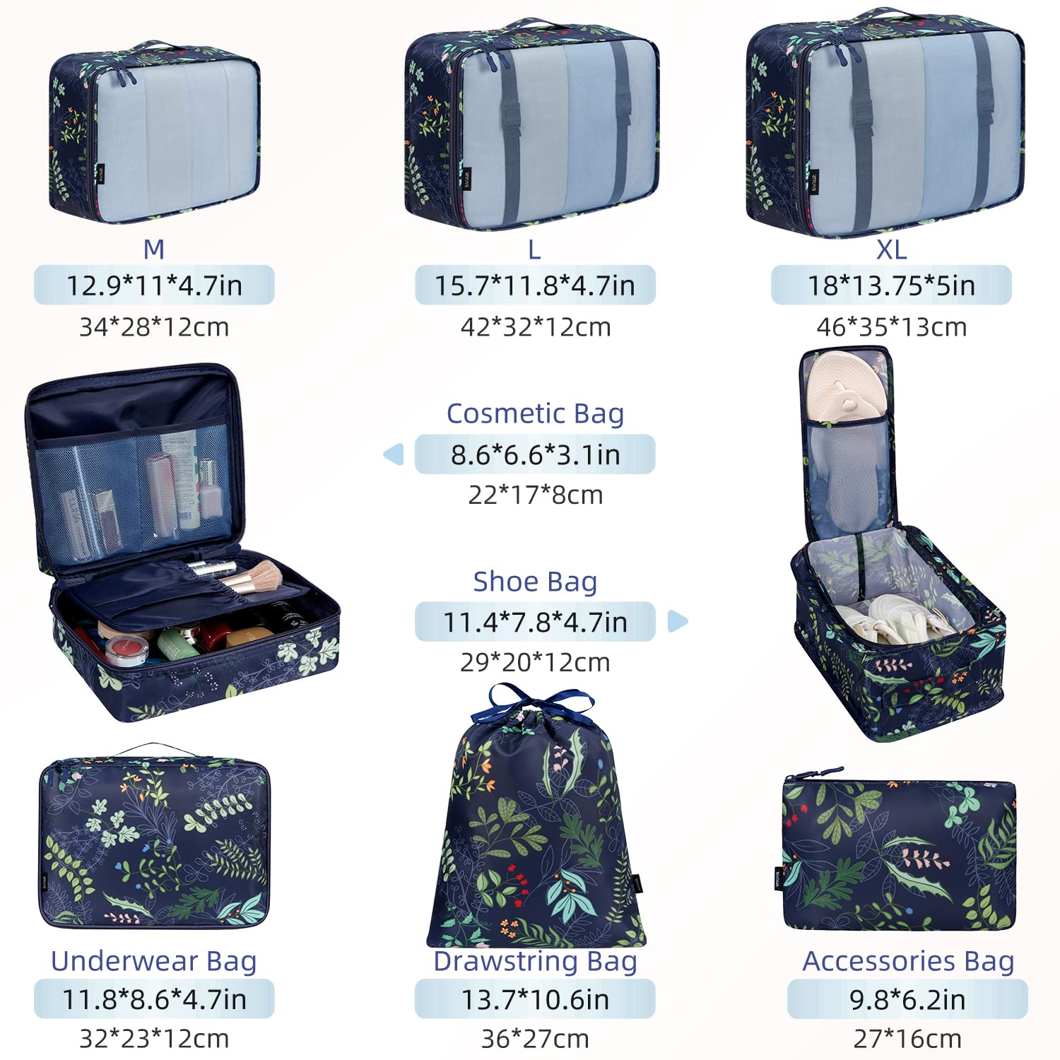 BAGAIL 8 Set Packing Cubes Luggage Packing Organizers for Travel Accessories-Cream