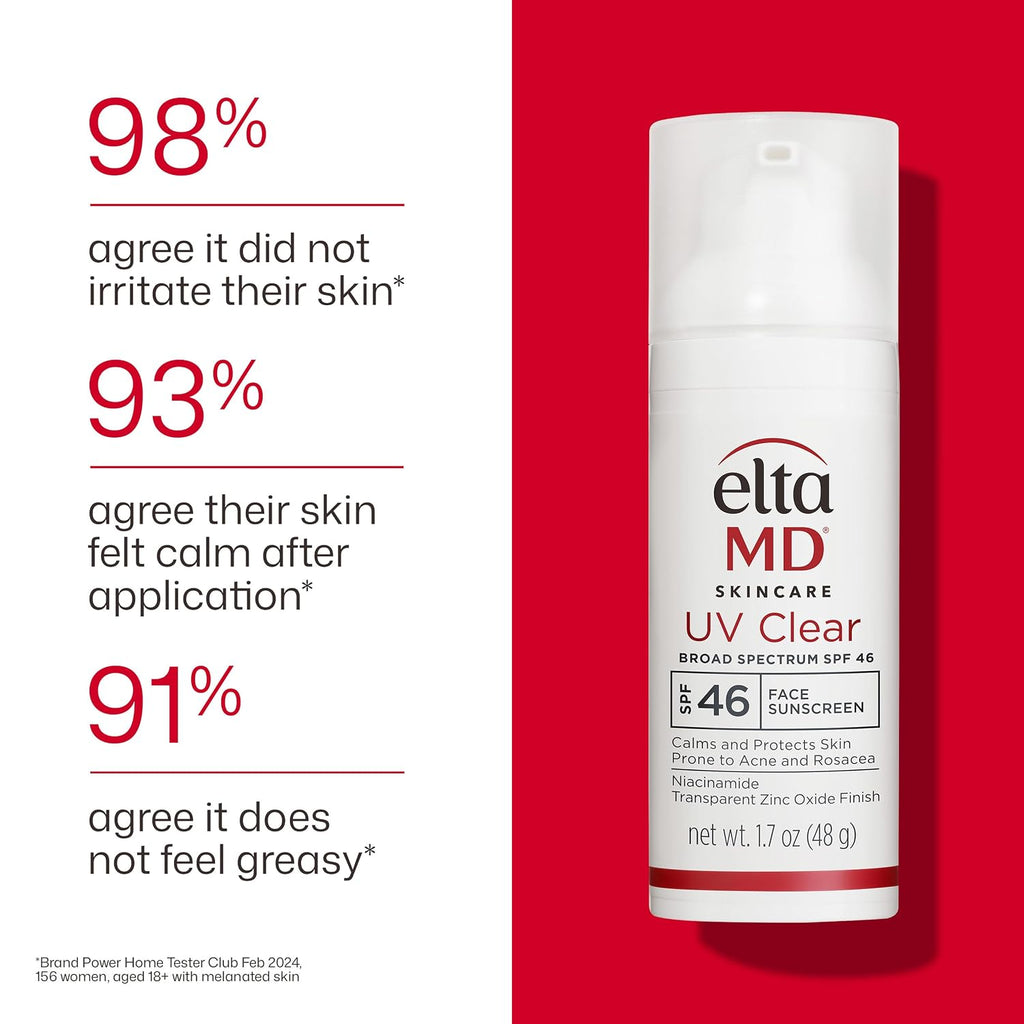 EltaMD UV Clear Face Sunscreen with Zinc Oxide, Oil-Free, SPF 46 and SPF 50