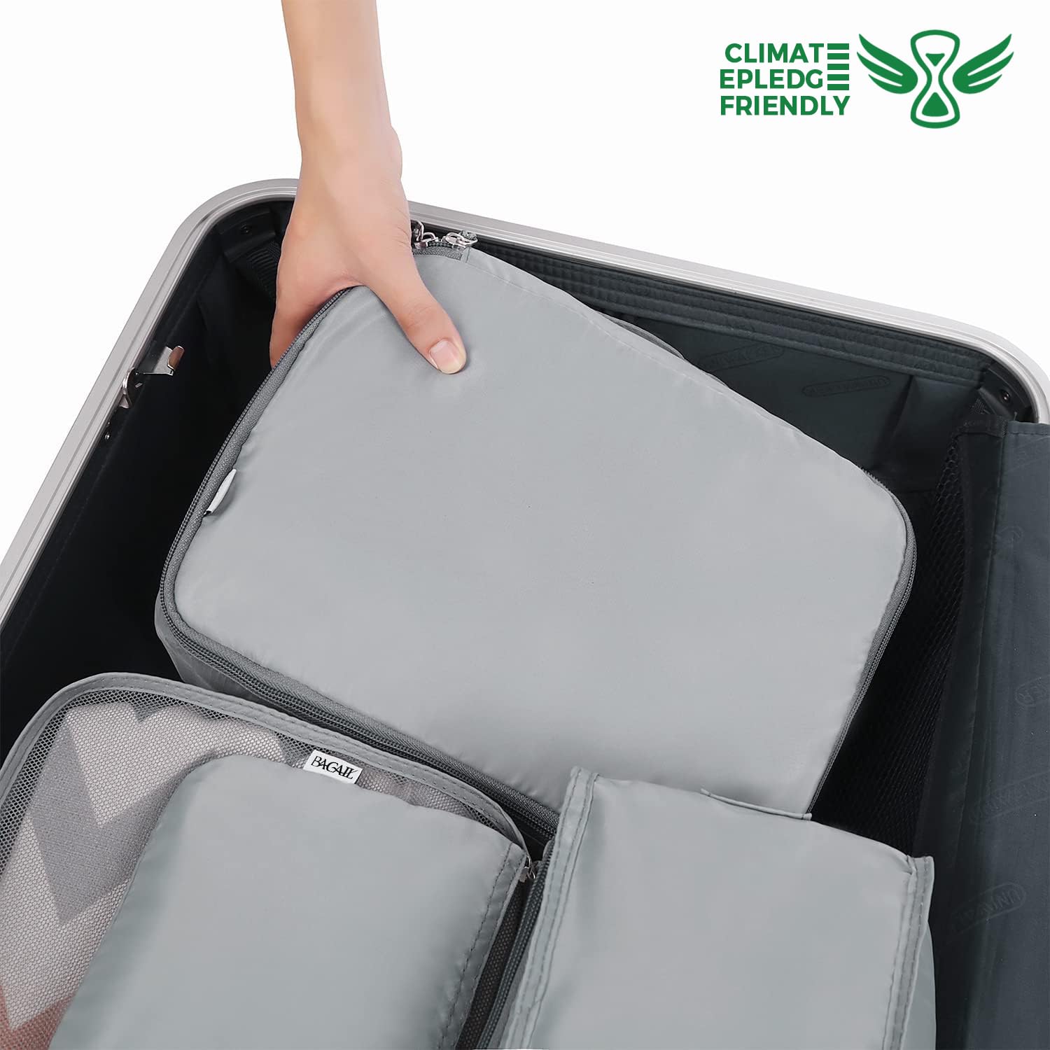 BAGAIL 8 Set Packing Cubes Luggage Packing Organizers for Travel Accessories-Cream