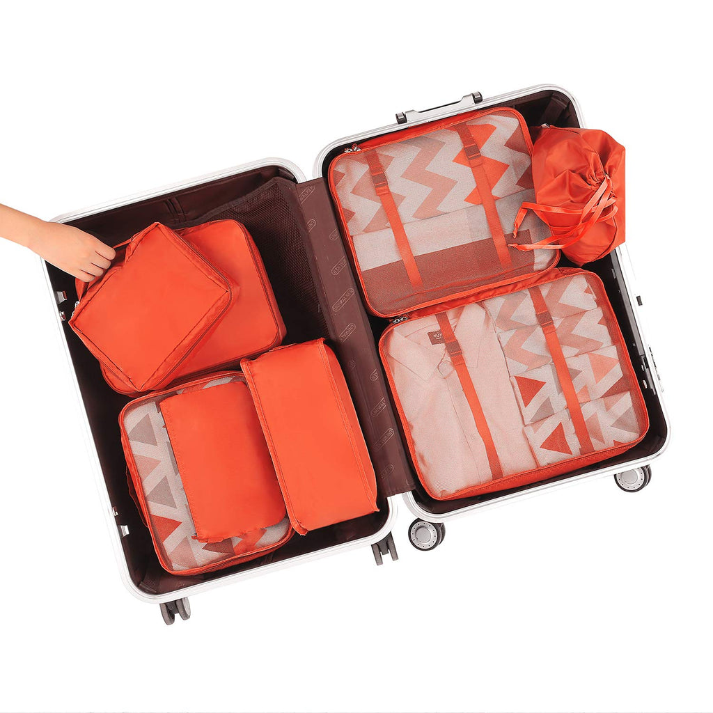 BAGAIL 8 Set Packing Cubes Luggage Packing Organizers for Travel Accessories-Cream