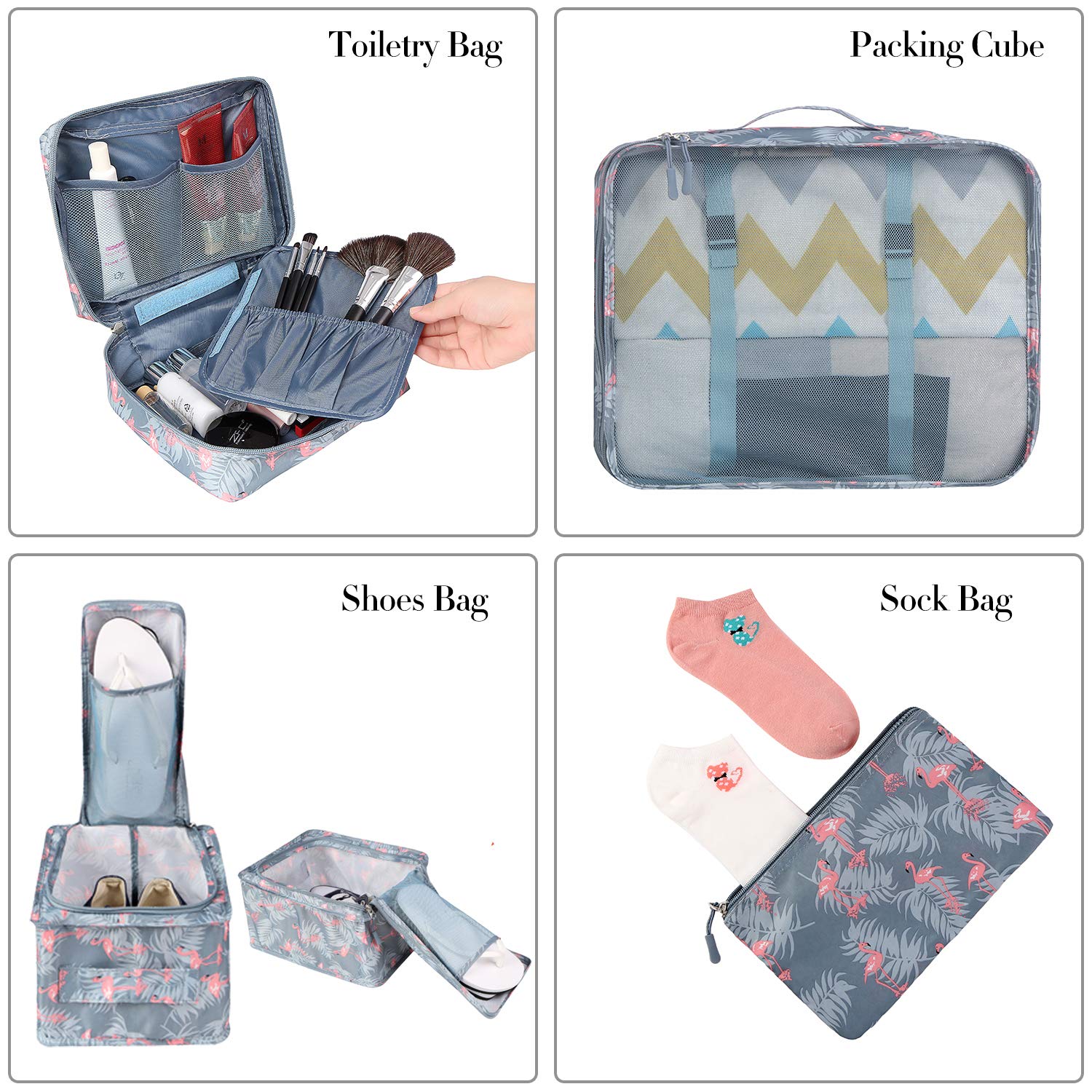 BAGAIL 8 Set Packing Cubes Luggage Packing Organizers for Travel Accessories-Cream