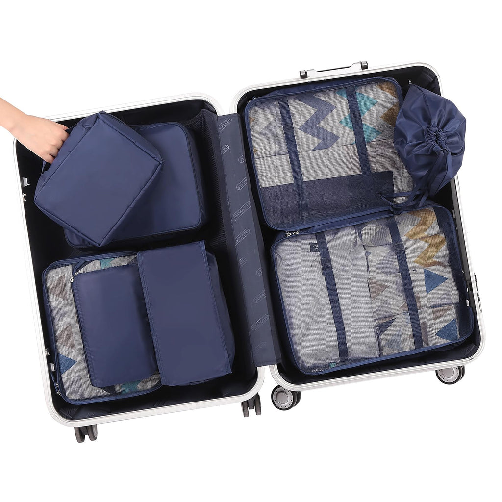 BAGAIL 8 Set Packing Cubes Luggage Packing Organizers for Travel Accessories-Cream