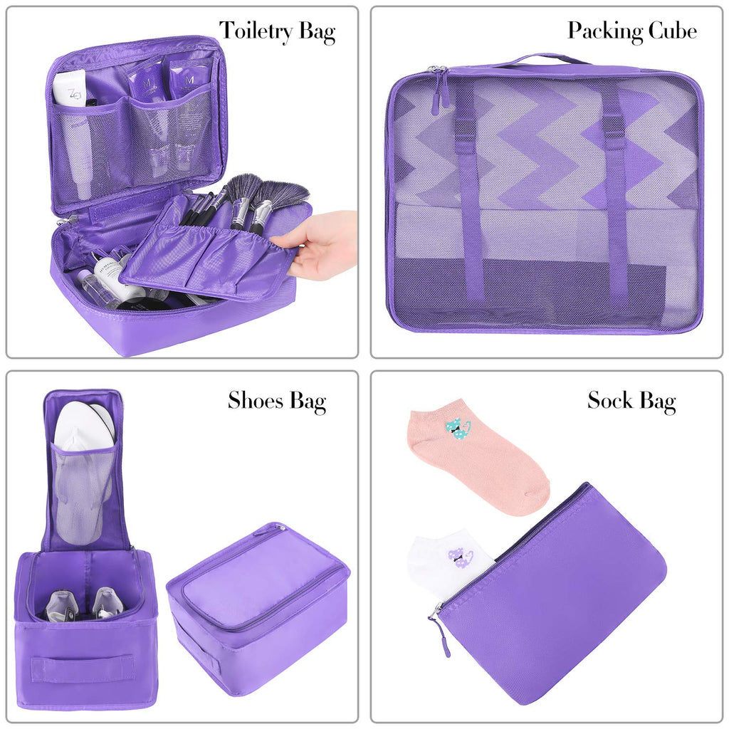 BAGAIL 8 Set Packing Cubes Luggage Packing Organizers for Travel Accessories-Cream