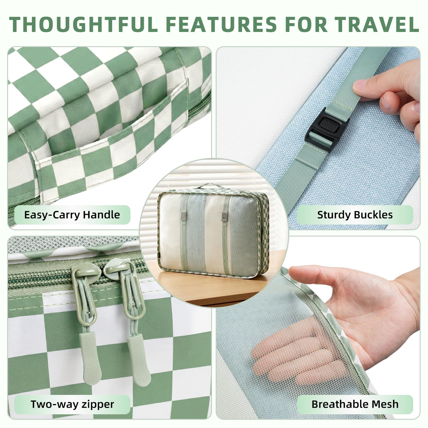 BAGAIL 8 Set Packing Cubes Luggage Packing Organizers for Travel Accessories-Cream
