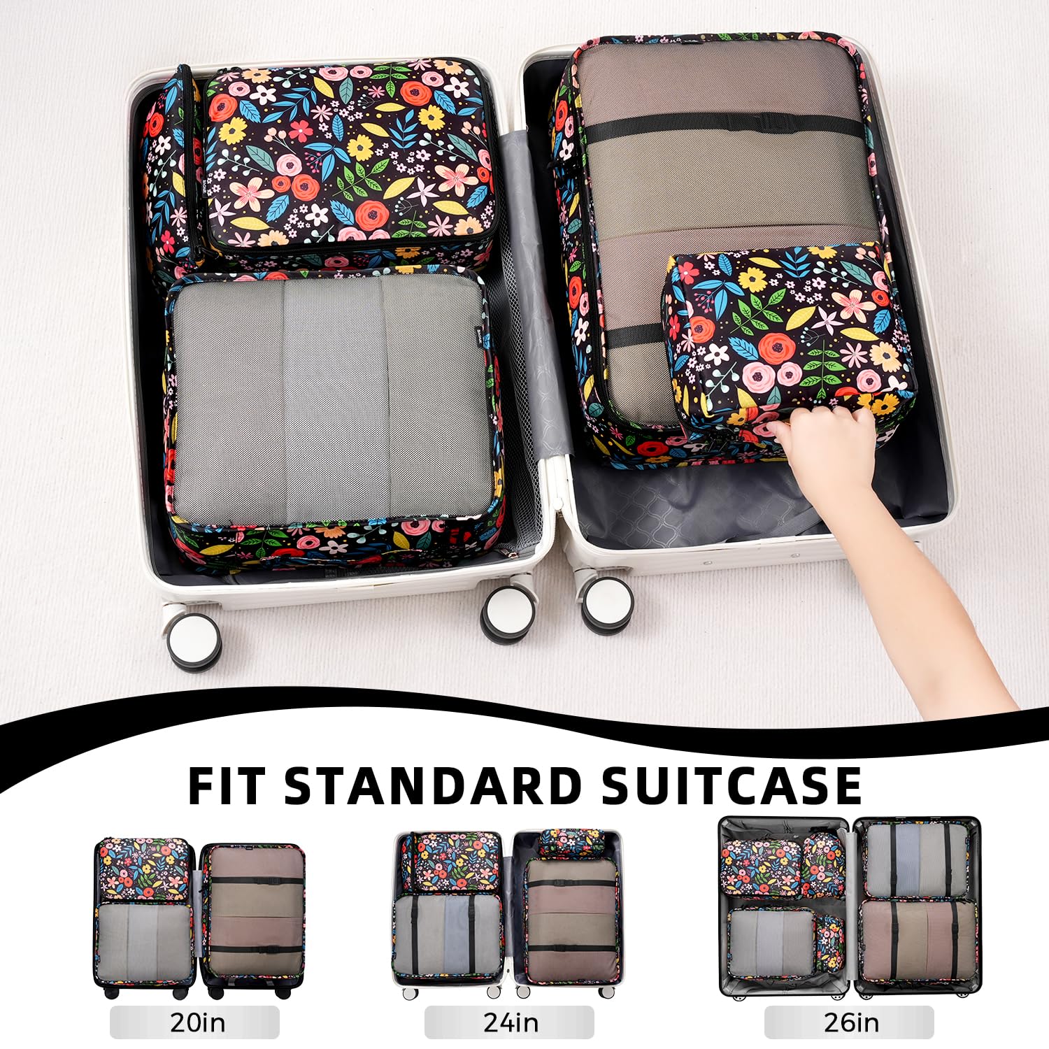BAGAIL 8 Set Packing Cubes Luggage Packing Organizers for Travel Accessories-Cream