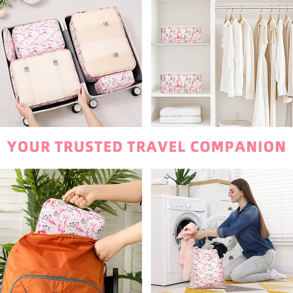 BAGAIL 8 Set Packing Cubes Luggage Packing Organizers for Travel Accessories-Cream
