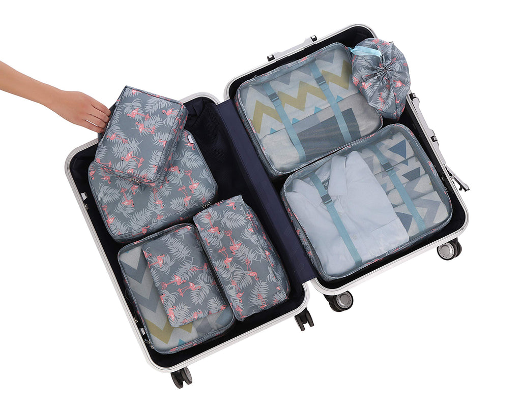 BAGAIL 8 Set Packing Cubes Luggage Packing Organizers for Travel Accessories-Cream